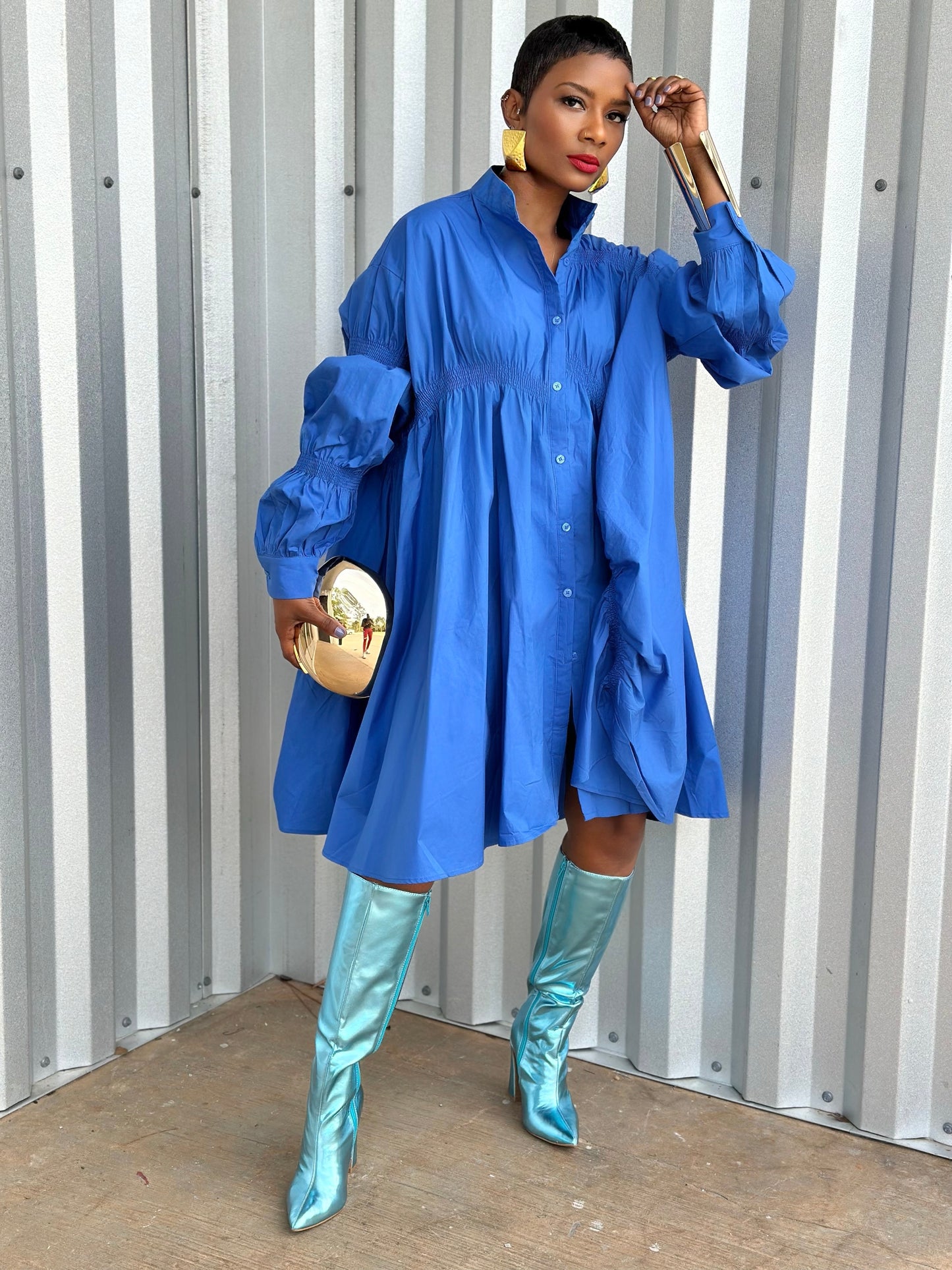 Blue Shirtdress (One size up to 14)